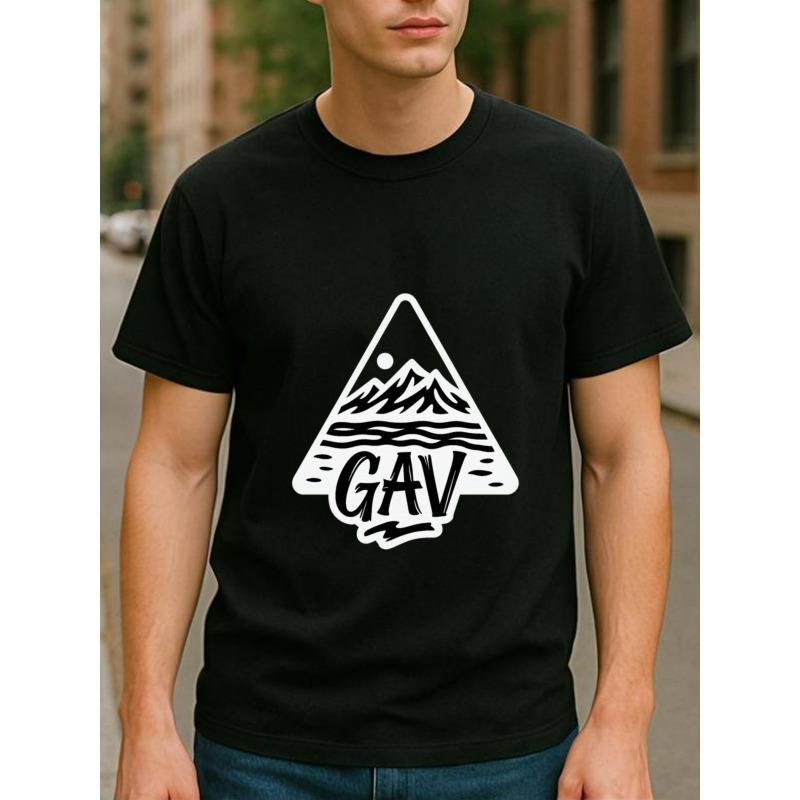 

European sizes GAV Adventure Spirit Men S Print Short-Sleeved Shirt | Breathable Fabric, Sweat-Absorbing and Quick-Drying 4XL чорний