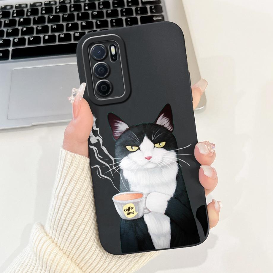 För Oppo A16 A16s A16k A16e Mobilskal Mjuk Matt Silikon Capa Oppo A54s CPH2273 Funda Gotisk Stil Tecknad Panda Baksideskydd