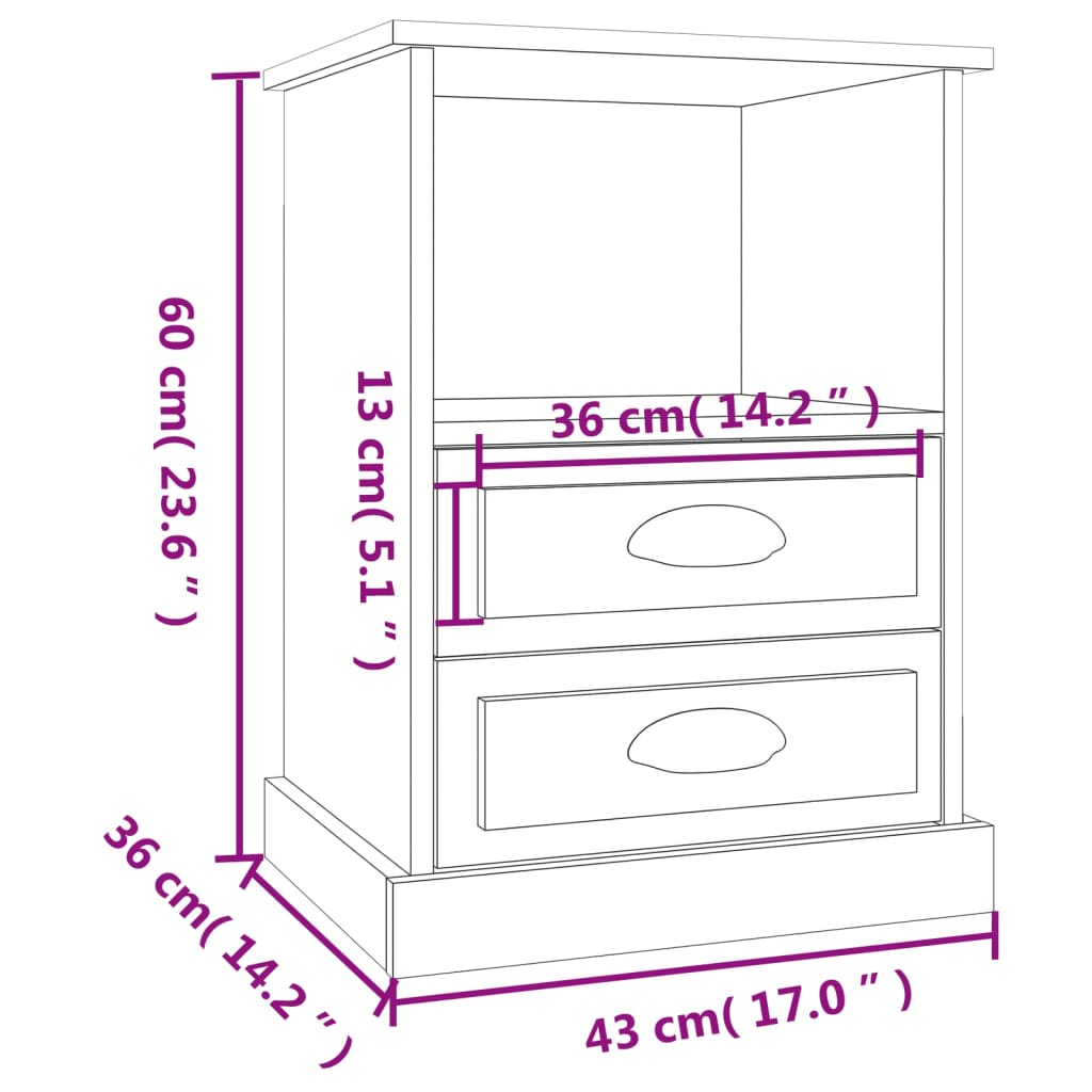 Nightstand Gray Sonoma 43x36x60 Cm