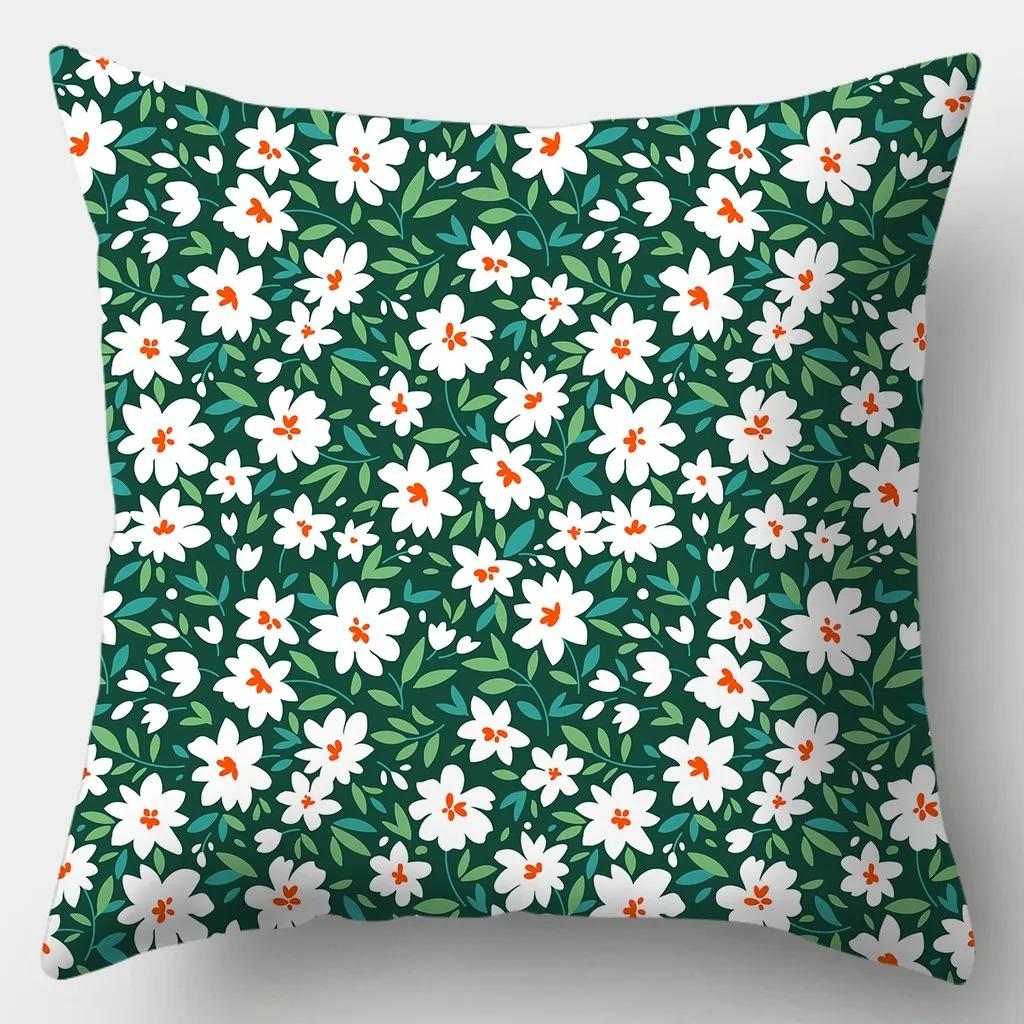 Floral Series Printed Pillowcase Modern Home Bedroom Living Room Sofa Cushion Cover 45x45cm Peach Skin Pillowcase Gift