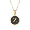 English letter oiled necklace, European and American trend titanium steel chain, round gold letter pendant collarbone chain