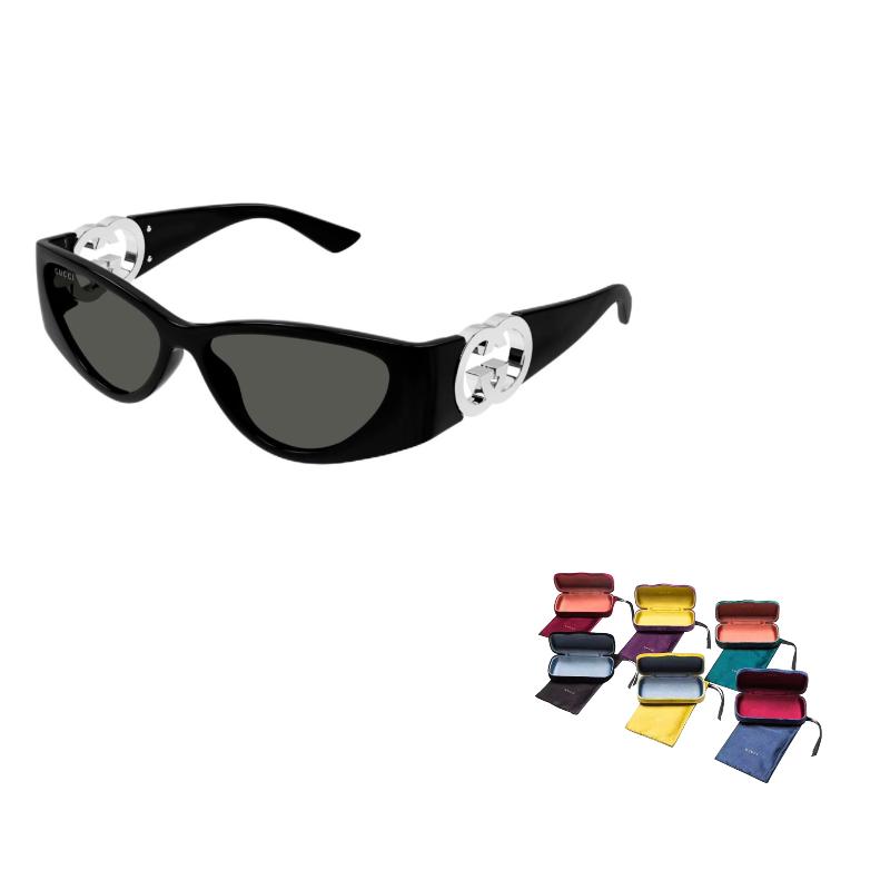 GUCCI Full Frame Detail Acetate Irregular Sunglasses Women's Black