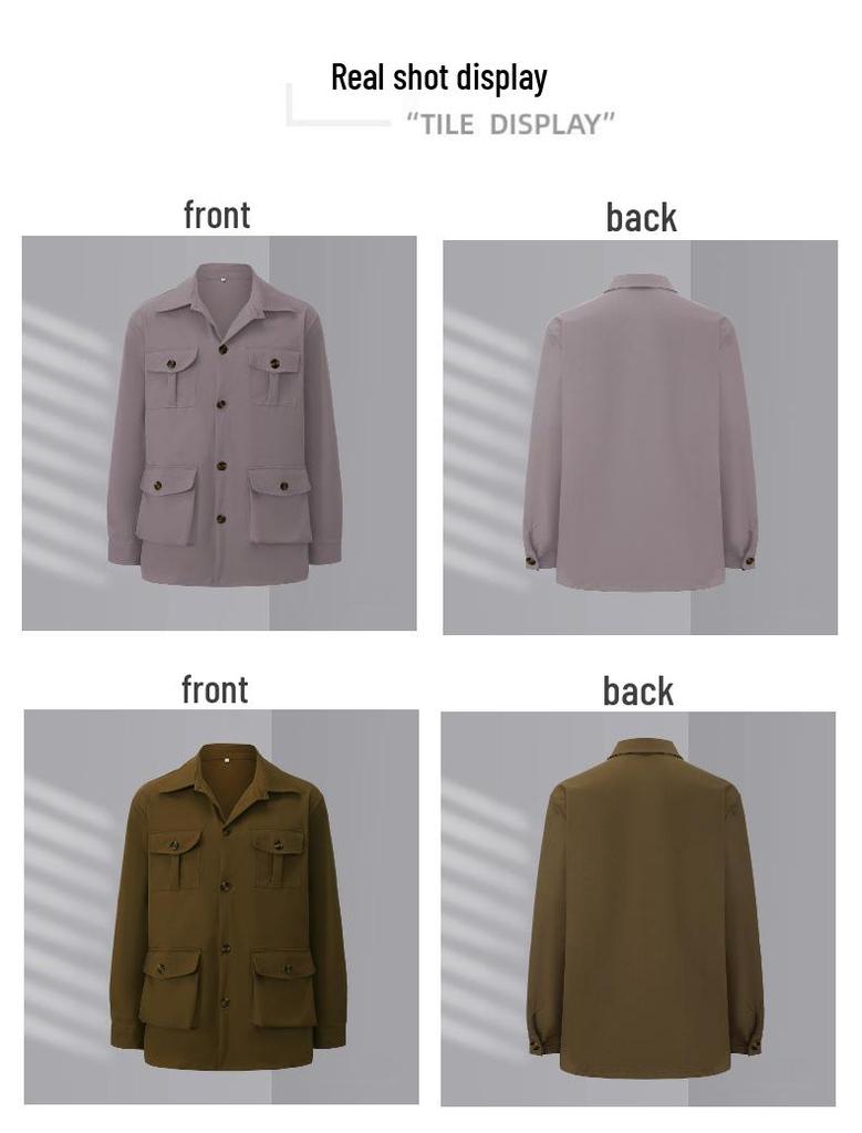 Męska Kurtka Robocza Myśliwska Retro Brytyjska na Wiosnę z Wieloma Kieszeniami