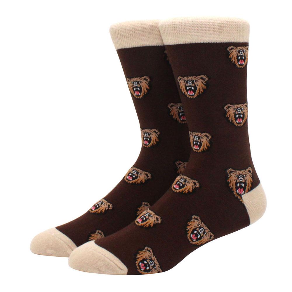 Herr Kammade Bomullsstrumpor Roliga Glad Novelty Långa Crew Strumpor Astronaut Djur Romb Galet Roliga Funky Skateboard Strumpor Färgglada