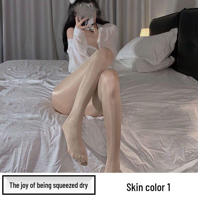 Perleťové dámské punčochy - Lesklé černé a bílé hedvábné, Ultratenké, Zeštíhlující, Šedé punčochové kalhoty pro vylepšení pokožky na léto.