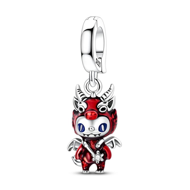 

925 Silver Charms Bead CZ Zirconium Fire Dragon Dangle Fit Original Bracelet DIY Women Jewelry Gift
