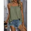 Plus Size Women Solid Color Loose Pleated Cami Tank Top
