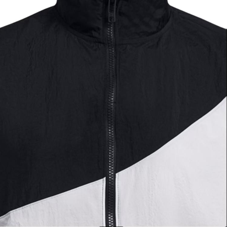 Under Armour Legacy Crinkle Jacket With Loose Lapel And Zipper Women Jacket Black White 1382762-001