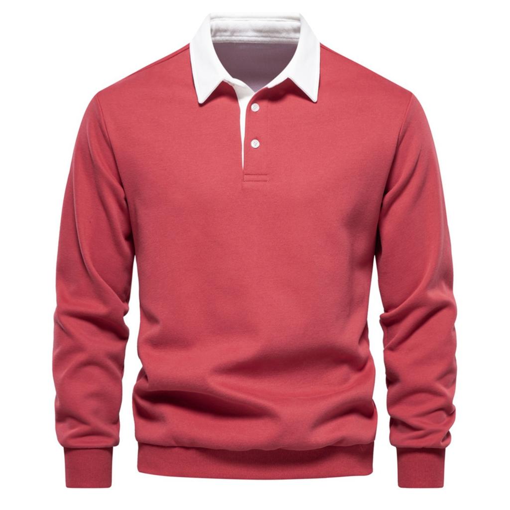 New Autumn Long Sleeve Polo Collar Sweatshirt, Plus Size European Trendy Casual Versatile High Quality Men's Hoodie
