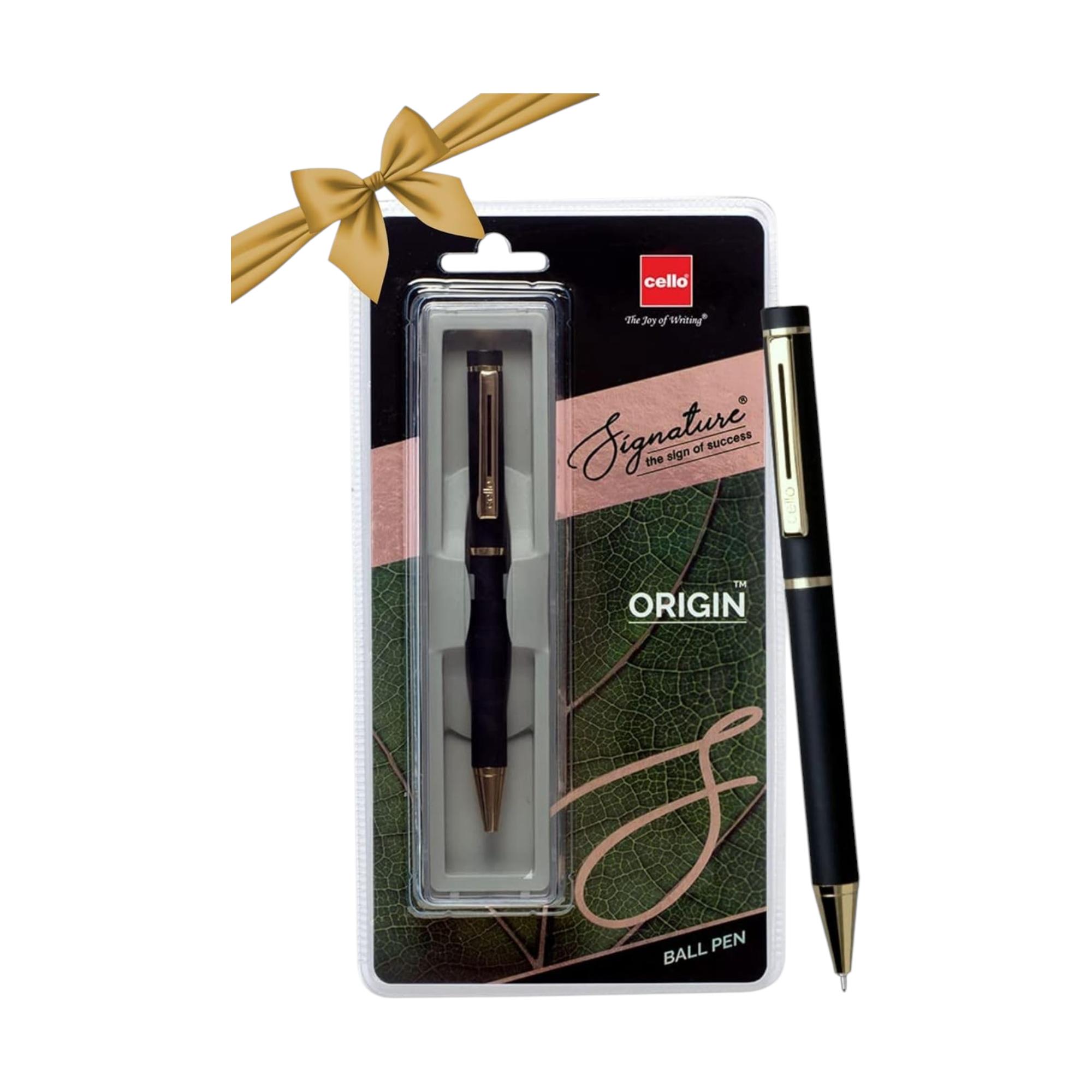 Cello Signature Origin Ball Pen Blue Ink 0.7mm Fine Tip Refillable Metal Pen for Office & Gifting