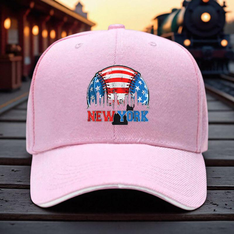 New York Skyline Baseball Graphic Baseball Cap Polyester Adjustable Casual Outdoor Sport Headwear