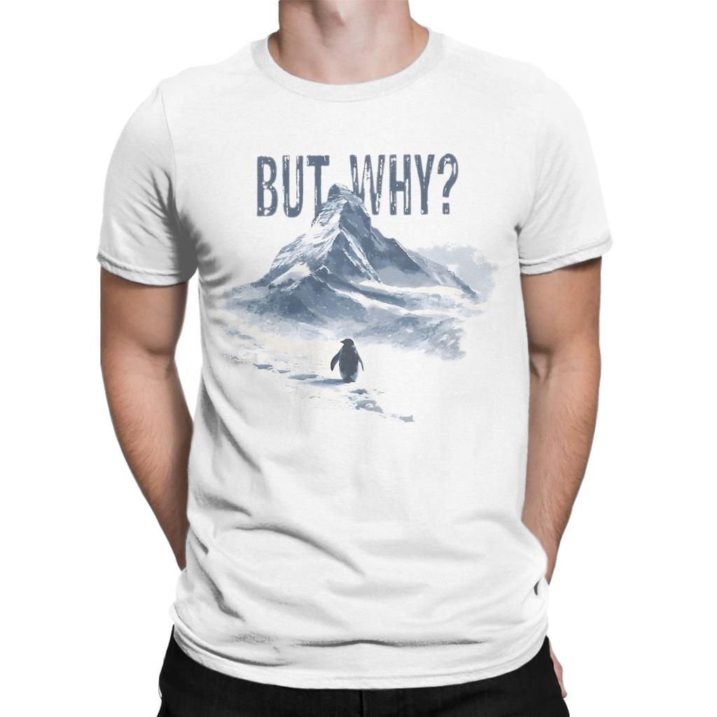 Magliette da Uomo But Why Storia del Pinguino Nichilista 100% Cotone Abbigliamento Novità Manica Corta Girocollo Idee Regalo Magliette