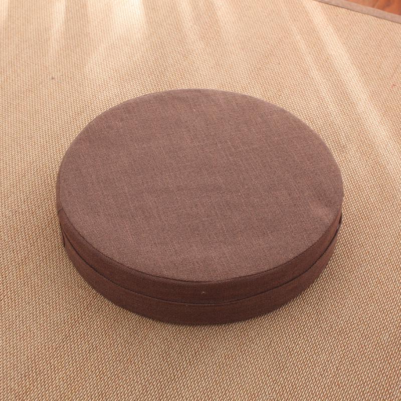 Thick Washable Japanese Zen Meditation Cushion - Round Tatami Linen Seat for Home and Balcony