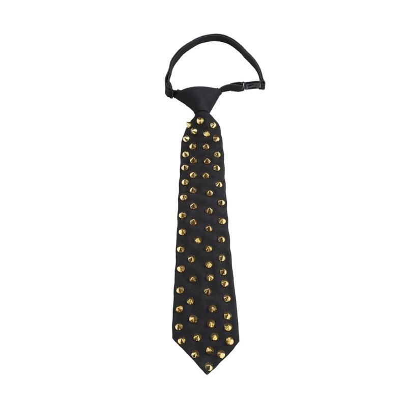 Uniform Black Ties for Senior High School Girl Uniform Pre-tied Preepy Look Adjustable Neck Ties with Metal Rivets