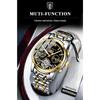 POEDAGAR Automatic Mechanical Watch Men Tourbillon Skeleton Wristwatch Calendar Week Display Leather Strap