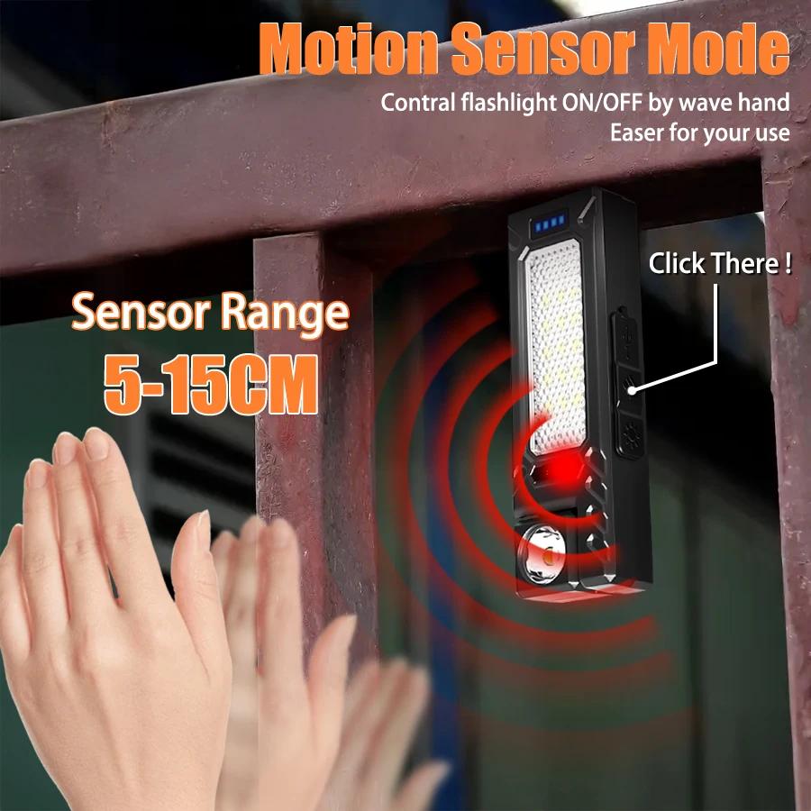 Magnetic Torch Light Work Light Rechargeable MINI COB Flashlight High Power Night Work Emergency Lamp Night Light Small Car Lamp