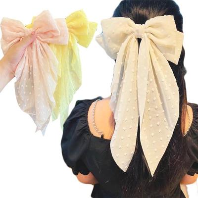 Chiffon Fabric Bow Hair Clip Retro Style Hair Clip Spring Clip Hair Accessories