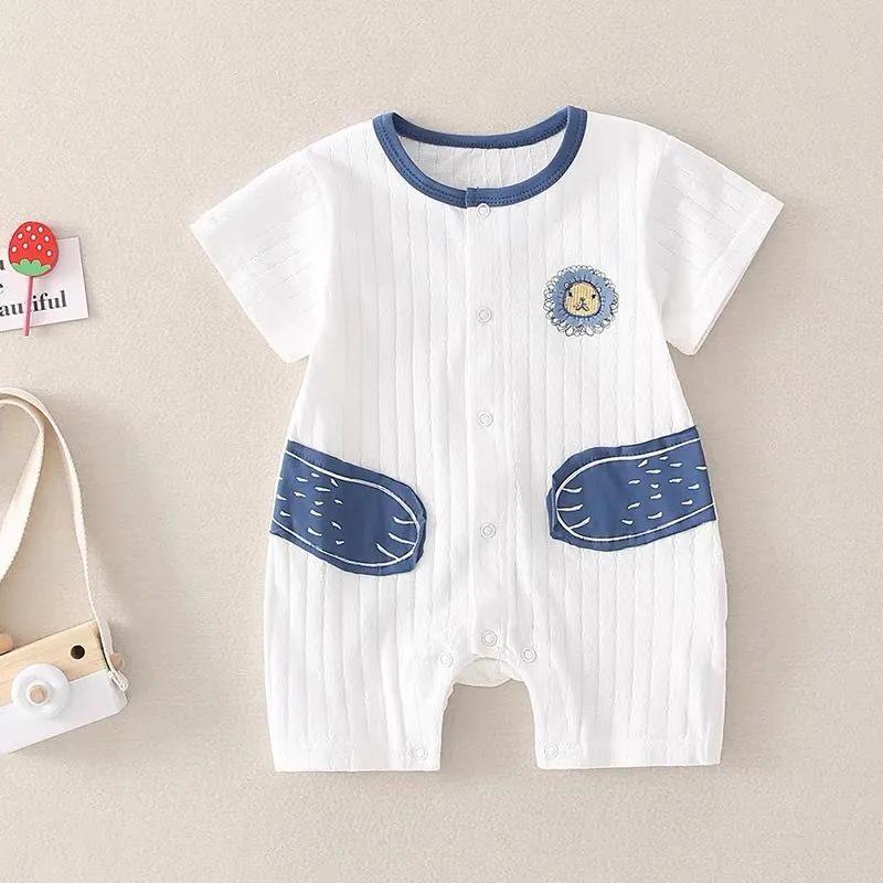 

Унисекс Летний Комбинезон с Коротким Рукавом для Новорожденных – Милый и Удобный для Дома или Прогулок 80cm