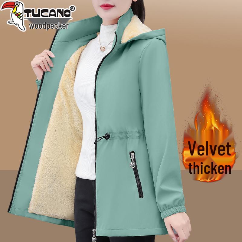 Women's Fleece-Lined Mid-Length Trench Coat - 2025 New Autumn/Winter Warm Thickened Jacket