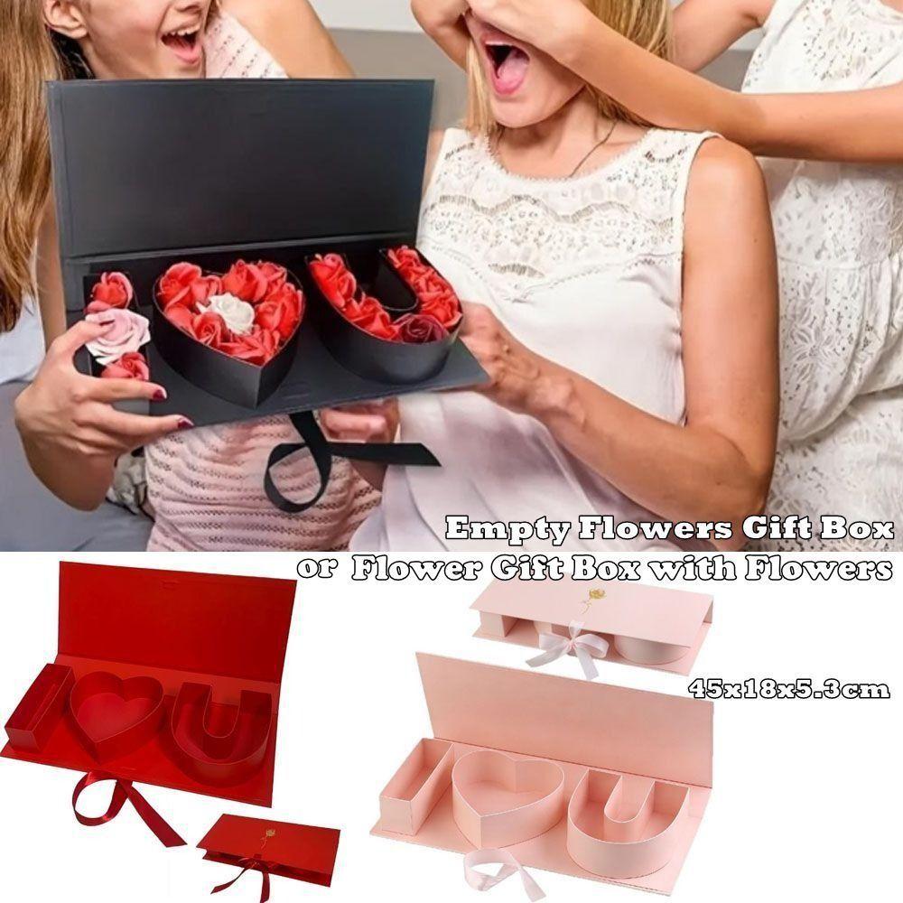 Rectangle I Love You Empty Box Large Size Red Color Valentines Gift Box Romantic Letter-Shaped Thicker Flowers Gift Box