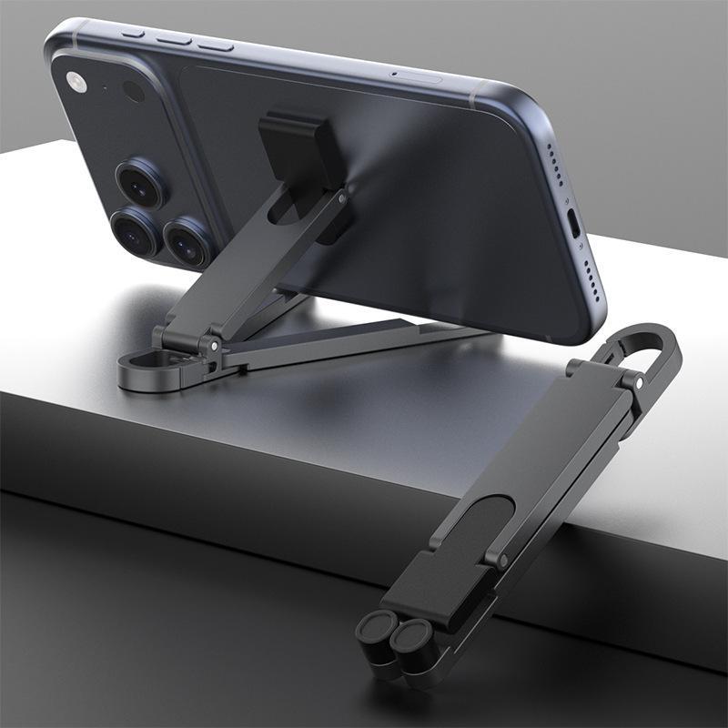 Mini Portable Keychain Phone Stand Aviation Aluminum Anti-slip Adjustable for Travel Live Streaming Vlog Shooting