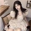 First Love White Moonlight Student Bubble Sleeve Dress Women's Summer New Jacquard Princess Style Short Tutu Dress