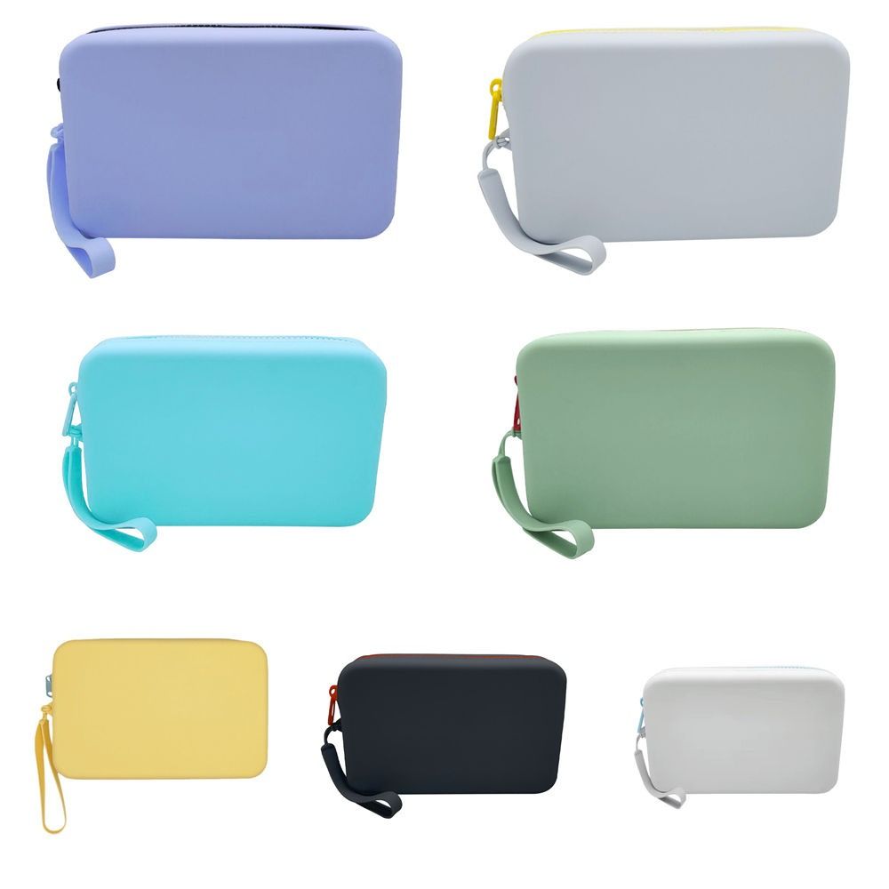 Kontrastfarbe Multifunktions-Aufbewahrungstasche Rechteck Kleine Artikeltasche Silikon Kosmetiktasche Outdoor