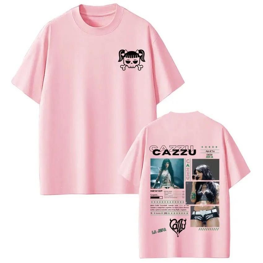 Shortsleeved Loose Cotton Aesthetic Oversized Tshirt Singer Cazzu 2026 Tour Graphic Tee Unisex Women Fashion Tshirts Fan Gifts