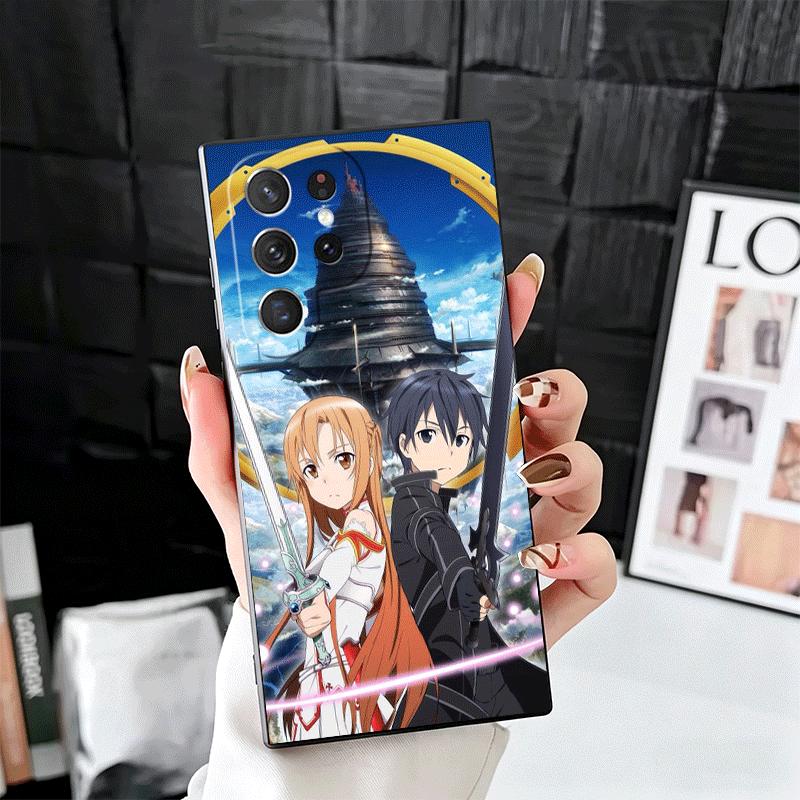 S-Sword O-Online SAO Anime Soft Phone Case for Samsung Galaxy S26 S25 Edge S24 Ultra S23 Plus S22 S21 FE S20 Black Cover Back Sh