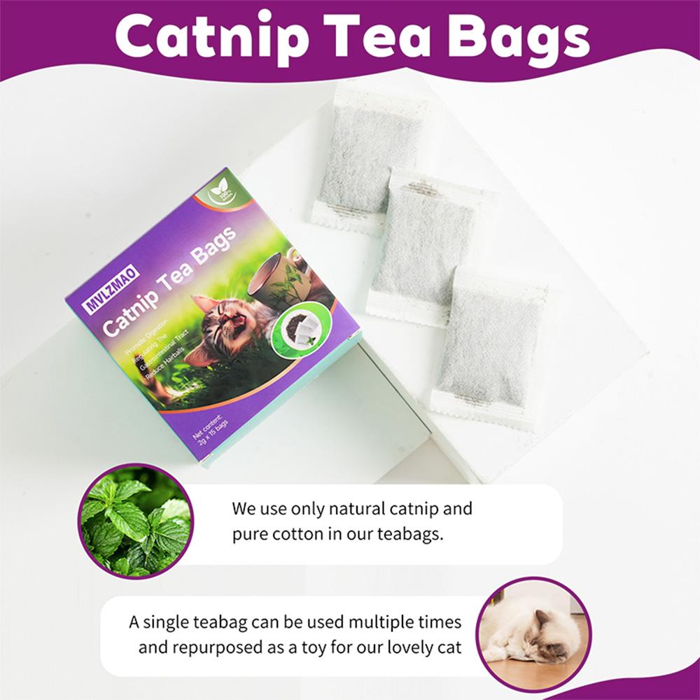 15 Stück Katzen Katzenminze Teebeutel Natürliche Katzenminze Päckchen für Katze oder Spielzeug Einweichwasser Ersatzbeutel Katzengras Fördern Aktives Spiel