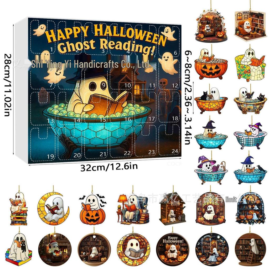 2026 Halloween Witch, Ghost & Goblin Countdown Calendar with Acrylic Pendant Blind Box