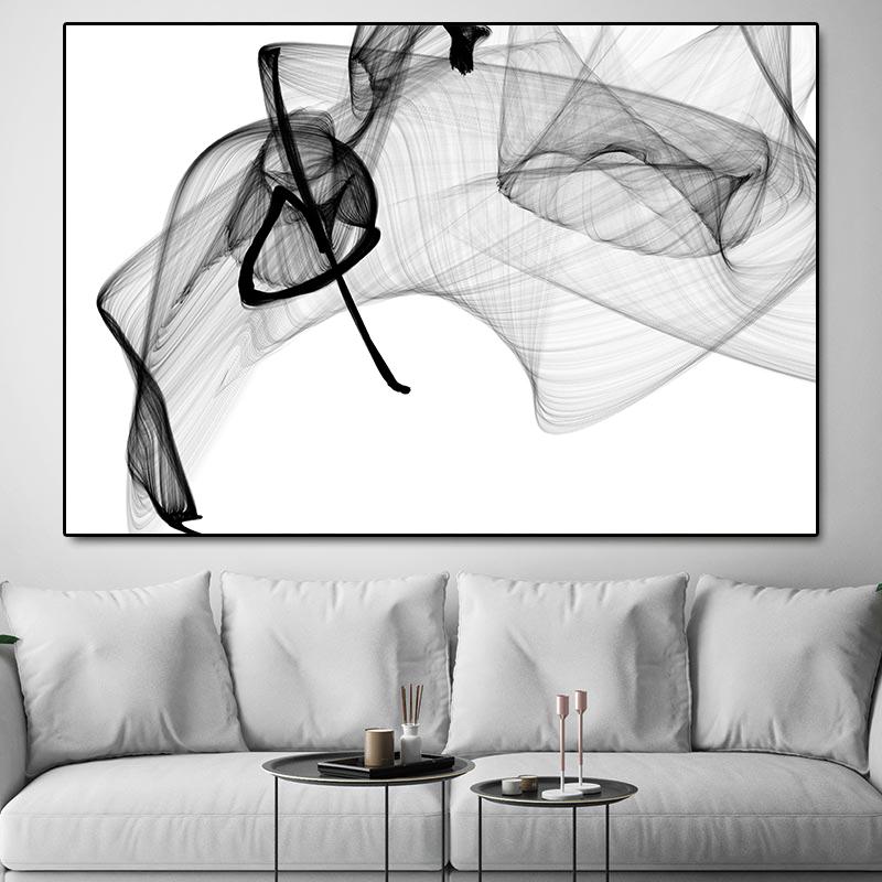 Abstract Black and White Line Painting on Canvas Everything and More Minimalist Posters Prints Modern Wall Art Living Room Decor