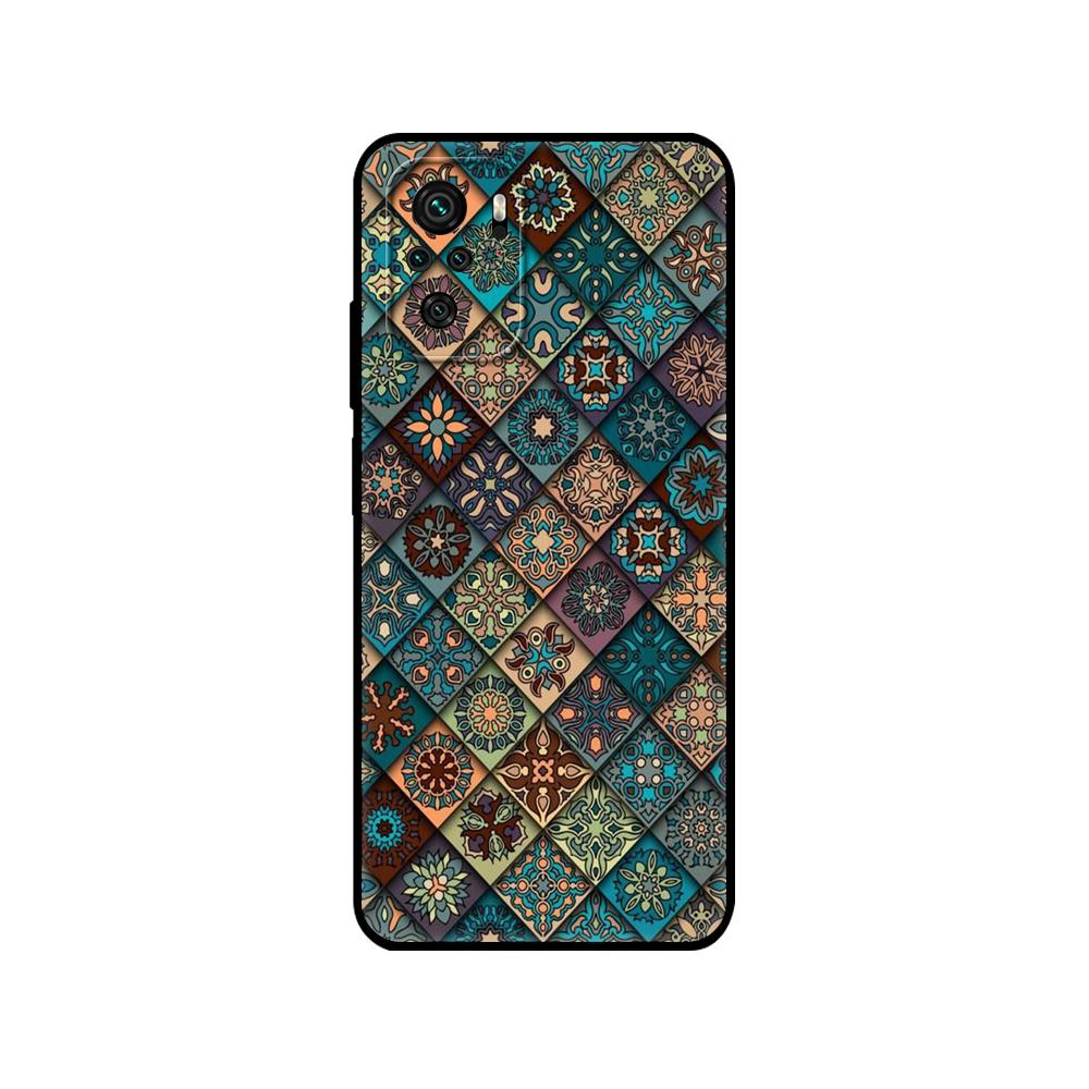 Czarne etui TPU dla Xiaomi Redmi 9T Etui Redmi Note 9T Note 10 5G 4G Pro 10S Etui 3D Wytłaczany Vintage Retro Krata Kwiat