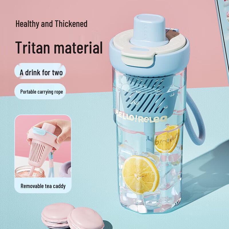 RELEA 650ml Tritan Tea Infuser Water Bottle with Straw