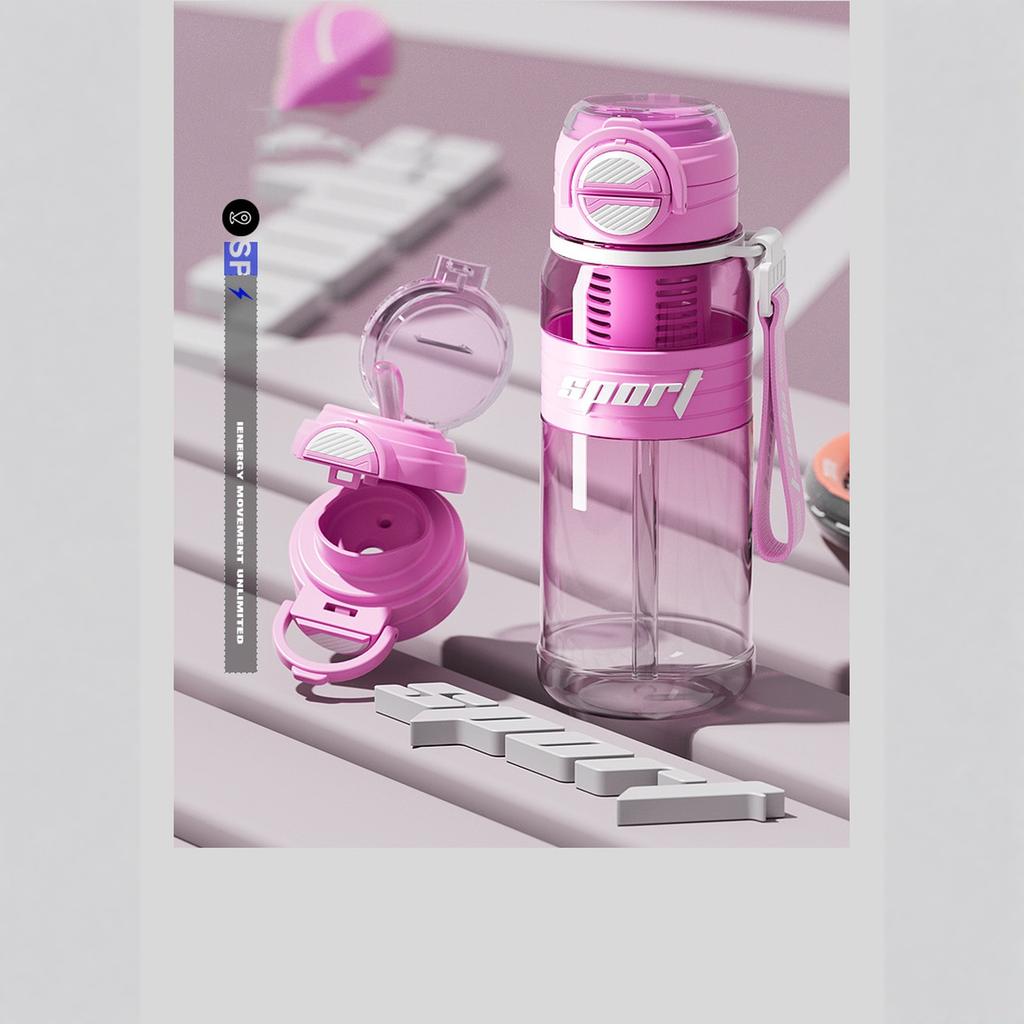 Sports Water Bottle, Plastic Water Cup, High Straw Cup, Large Capacity Double Drinking Cup 800ml/27oz