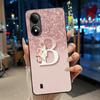 Exclusive Initial Letter With Flower Phone Case For ZTE Blade A33s Soft Silicone Black Case ZTE Blade A33s Anti-scratch Casing