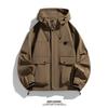 Jacket Men's New Spring and Autumn Solid Color Casual Fattening Plus Size Jacket Loose Hooded Cargo Men's Coat