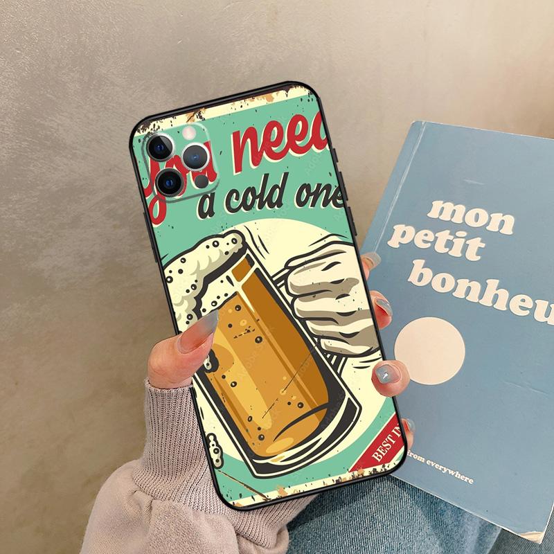 Time Drink Cold Beer Case For iPhone 17 Air 14 16 15 11 12 13 Pro Max 12 mini XR 15 16 Plus 16e Back Cover Shell