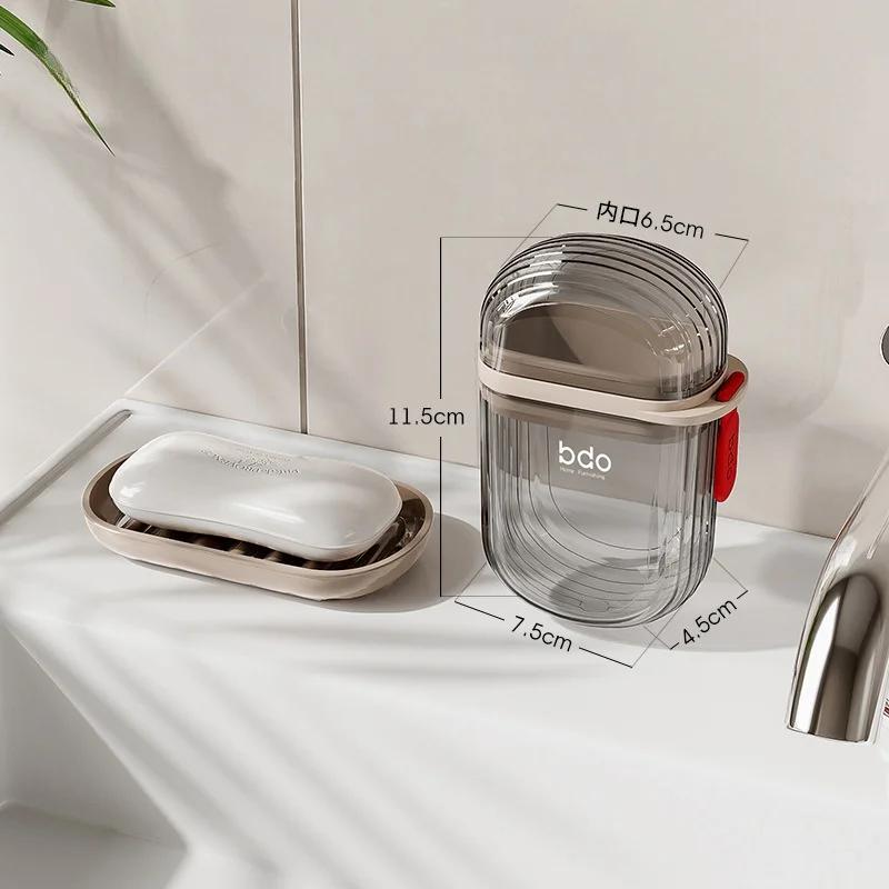 Portable Soap Dishes Double-Layer Drainage Soap Box with Lid Sealed & Leakproof Travel Soap Dish Storage Soap Container