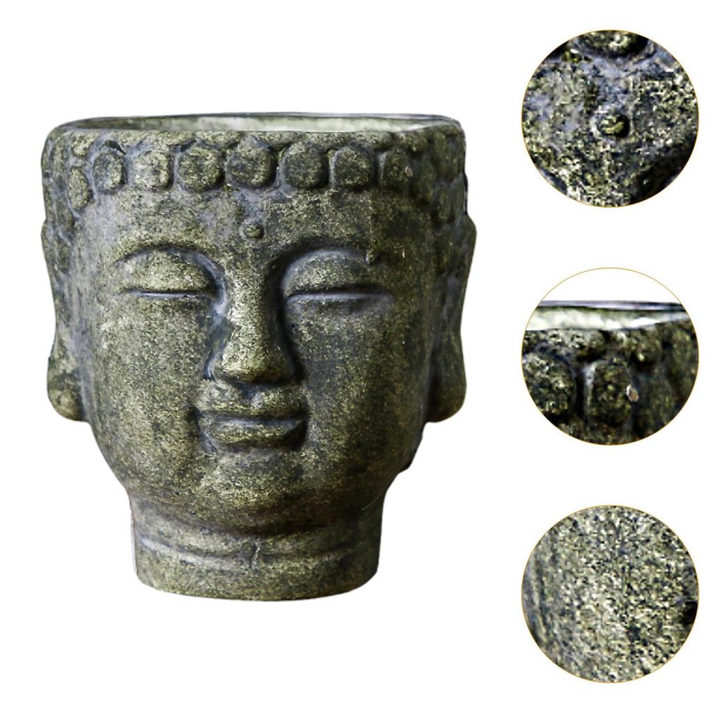 Buddha Head Planter Plant Flower Container Home Decor Housewarming Gift Decorative Flower Pot for Indoor Outdoor Study Room
