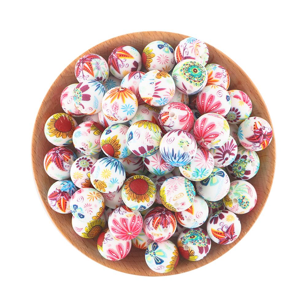 15MM Leopard Silicone Printed Beads 20pcs For Making DIY Jewelry Accessories Bracelet Necklace Making