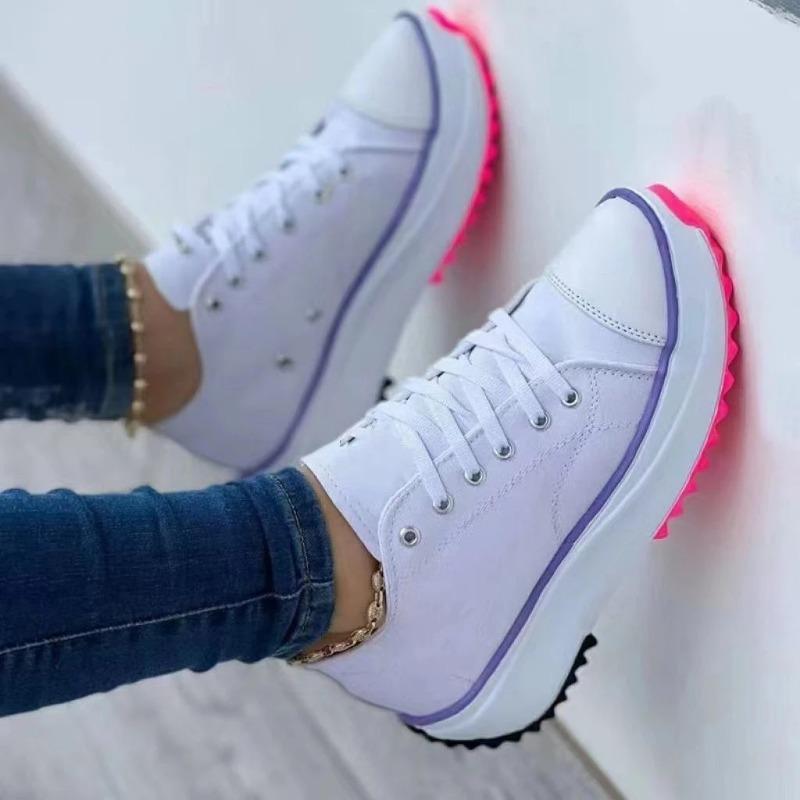 Large Size Casual Single Shoes Women's Spring and Autumn New Solid Color Lace-up Canvas Shoes Casual Shoes