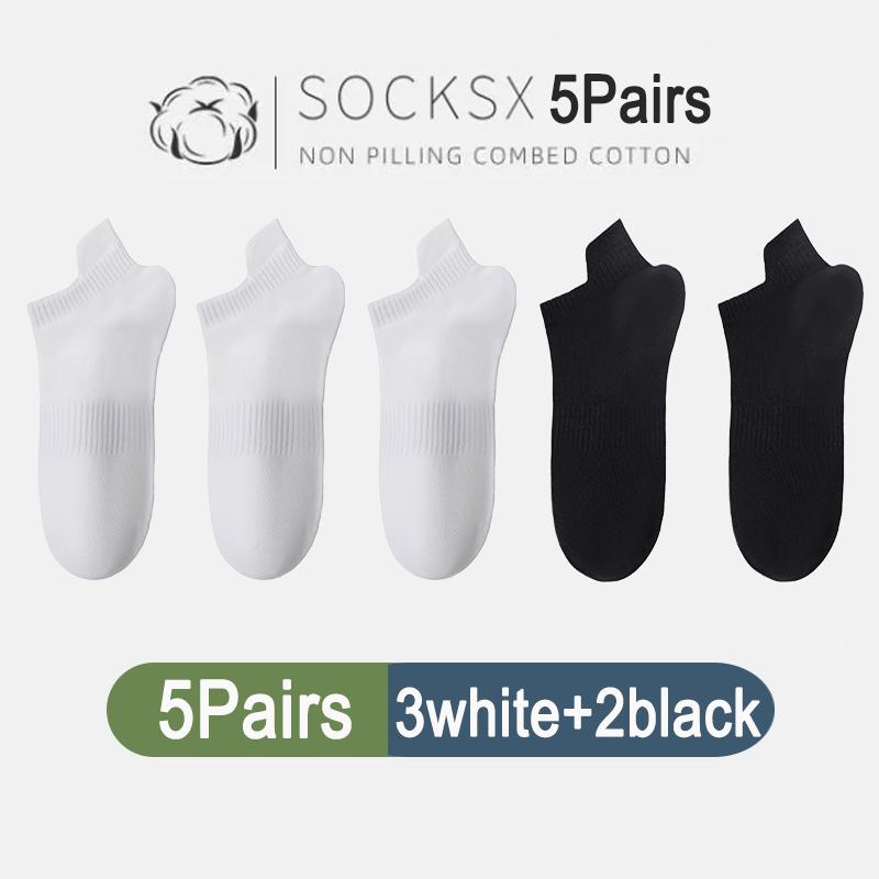 5Pairs High Quality Men Combed Cotton Socks Short Breathable Odor proof and antibacterial for Male sock New size EU38-45