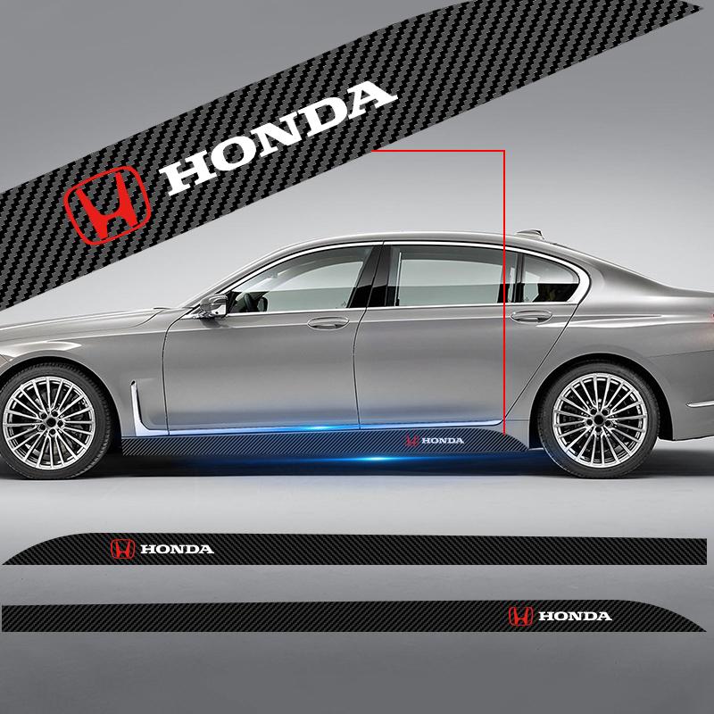 2Pcs Carbon Car Door Side Skirt Sill Stripe Sticker Anti-scratch Refit sticker For Honda Fit Mugen Insight Type S R VTEC DOHC Modulo Vezel Legend RR