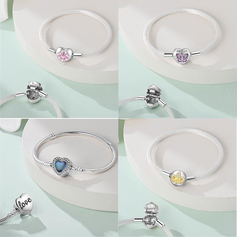 Real 925 Sterling Silver 17-20CM Butterfly Pet Ocean Starry Sky Original Bracelet Fit for Wedding Fine Jewelry DIY Making