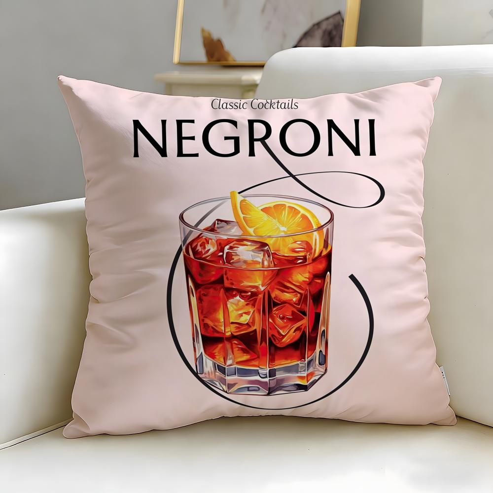 Cuscino Decorativo a Tema Cocktail Negroni – Morbido e Facile da Lavare – Versatile per Divano, Letto, Viaggio e Ufficio