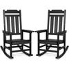 2 Pcs Porch Rocker, HIPS Outdoor Rocking Chair, High Back Patio Rocking Chair with Smooth Armrests, Supports Up To 400 Lbs, for Garden, Balcony