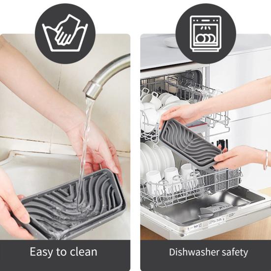 2-teiliges Wasserspenderfach, einfach zu installierendes Aussparungsdesign, rutschfeste, auslaufsichere Silikonplatte, Tropfenfängerfach