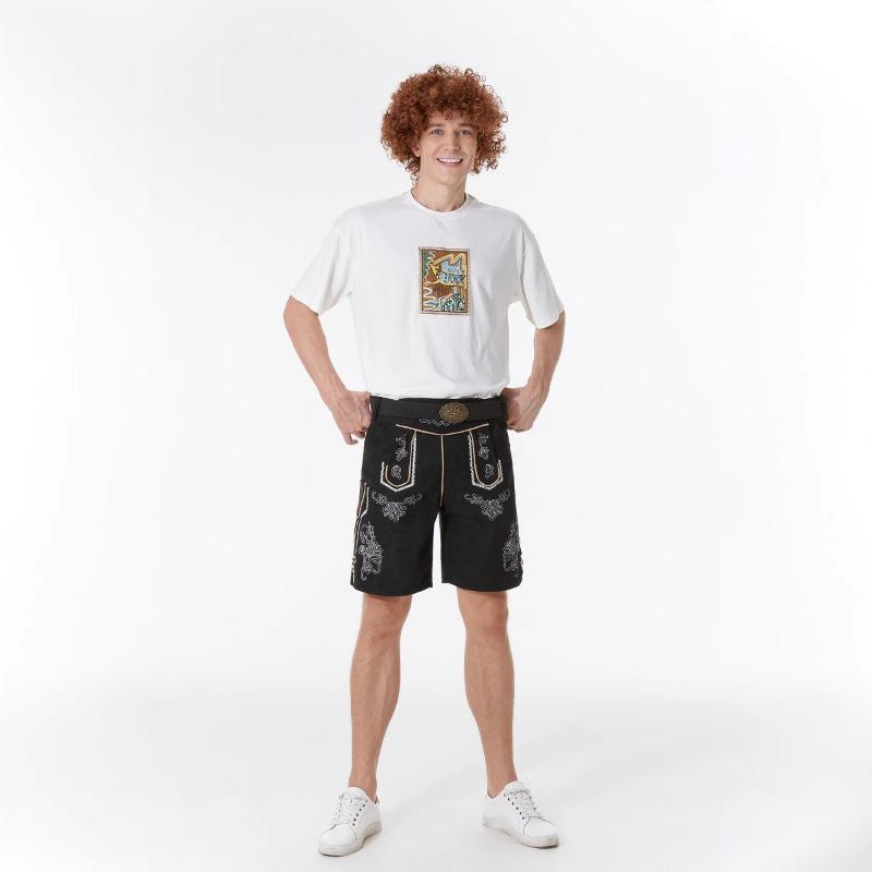 Oktoberfest Erwachsene Männer mit Gürteln, Traditionelles Festival Party Ethno-Kostüm Bedruckte Shorts