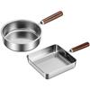 1PC Stainless Steel Flat Bottomed Pan Square Frying Pan, Round Non  Pan, Flat Bottomed Pan Convenient Pour Spout Kitchen Tools